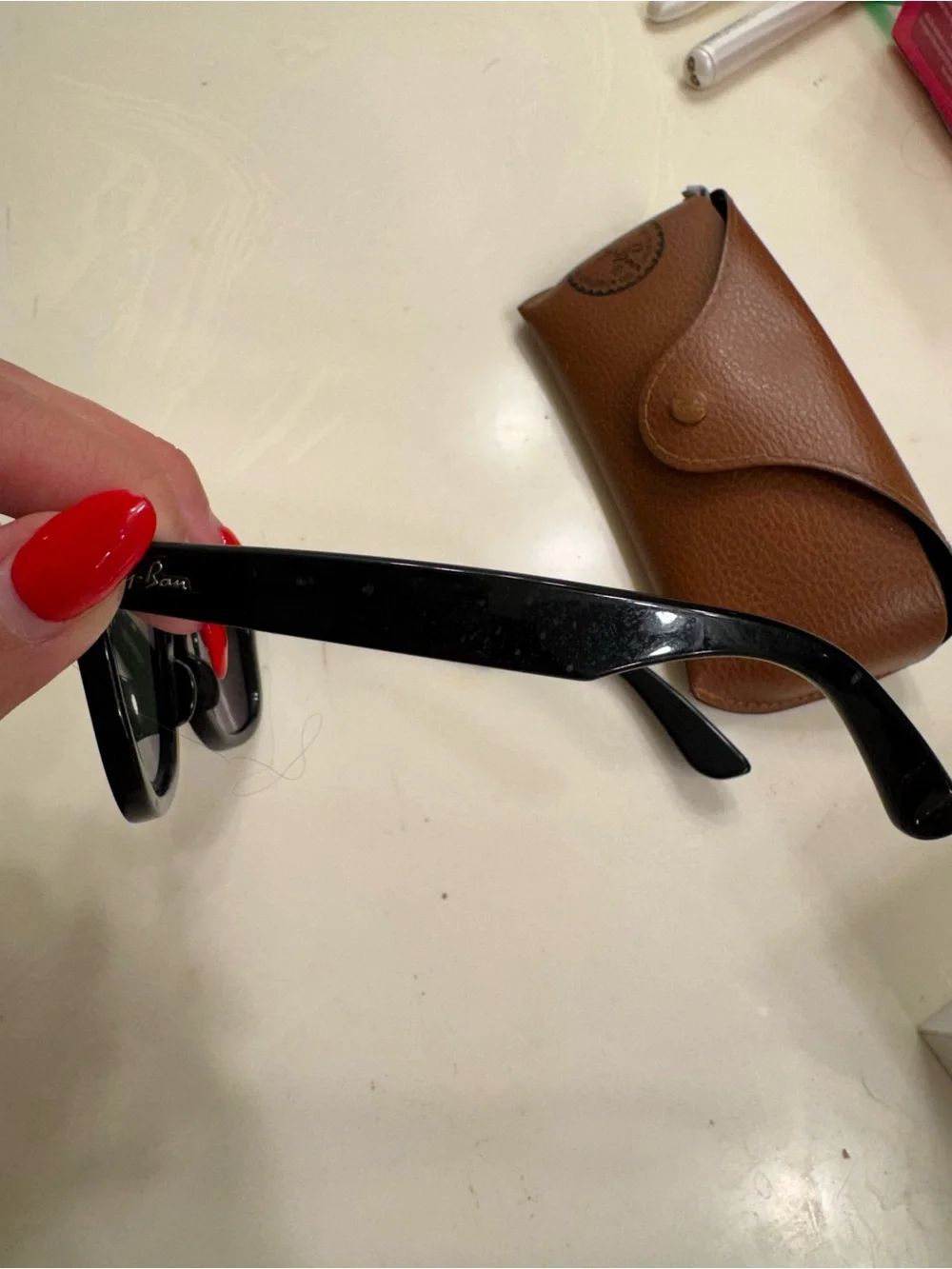 Ray-Ban Women’s Black Sunglasses with Brown Leather Case